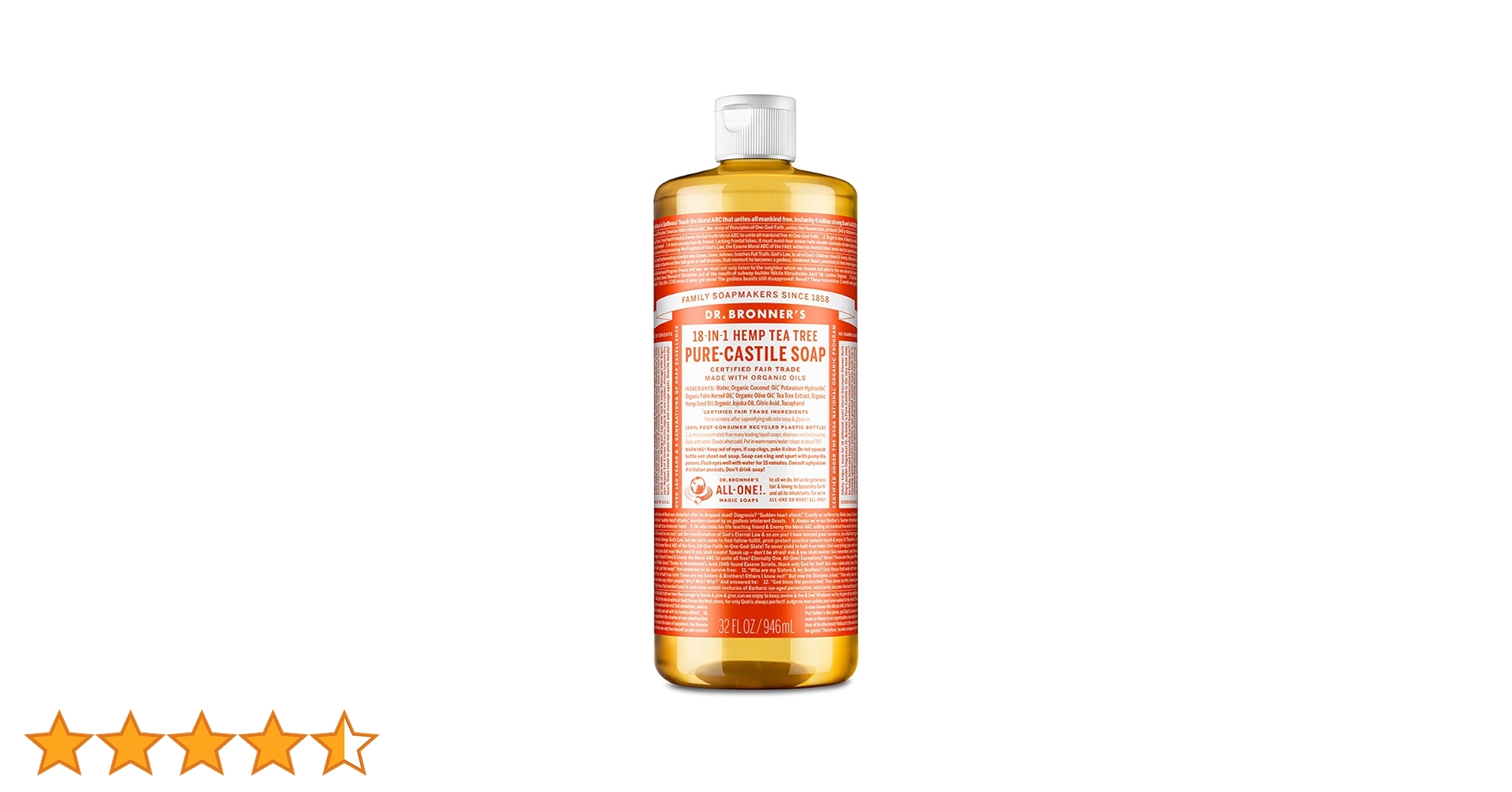 マジックソープ　ドクターブロナー　ティーツリー　946ml×4本 2024年2月23日(金)数量限定発売「マジックソープ ティーツリー